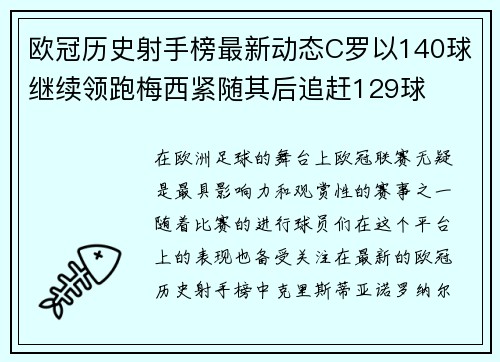 欧冠历史射手榜最新动态C罗以140球继续领跑梅西紧随其后追赶129球